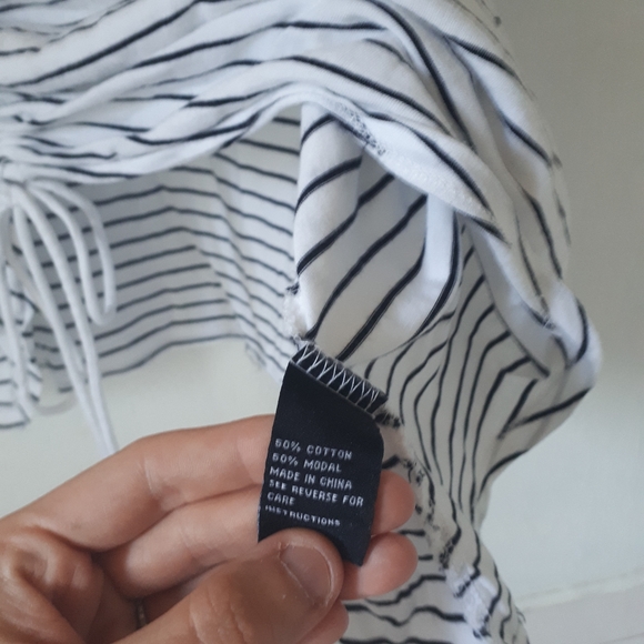 Sportsgirl Striped Ruched basic Tee Size large - Picture 8 of 11